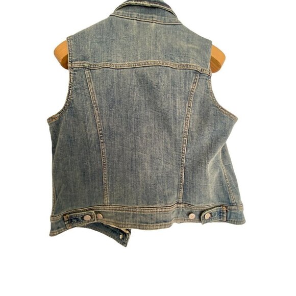 Pilcro And The Letterpress Women's Mid. Wash Denim Trucker Vest L - Picture 3 of 8